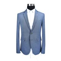 Buy cheap Slim Fit Mens Knit Blazer , Gray Knit Blazer Half Lining Blue Mix Adults product