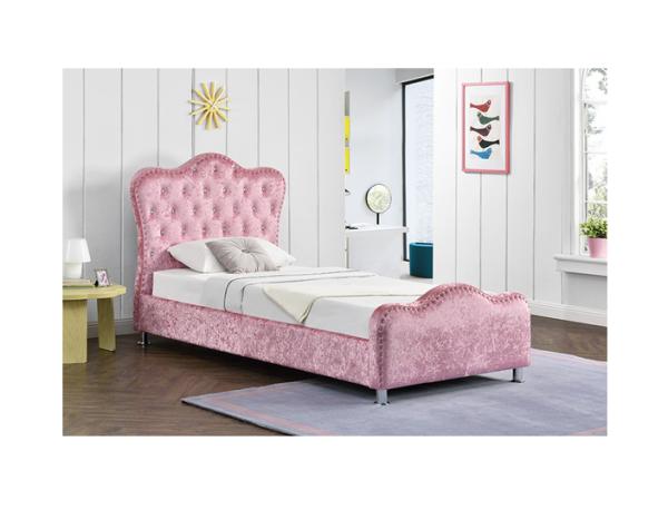 Quality Customized Pink Velvet Fabric Crushed Velvet Double Bed With Storage for sale