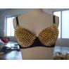 Buy cheap Dance Club Wear Gold Spike Studded Bra / Polyester Sexy Sequin Bra Top from wholesalers