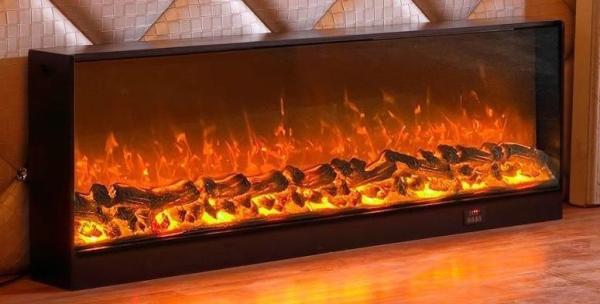 Brown Home Decoration Built-In Decorative Electric Fireplace With Overheating