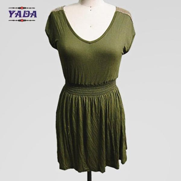 Buy cheap Ladies button down elastic waist slim casual mini skirt sexy woman big size lady dress with low price from wholesalers