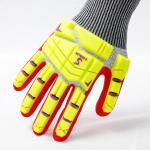 13 Gauge Red Sandy Nitrile Polyester TPR Gloves with Anti Slip Impact Protection