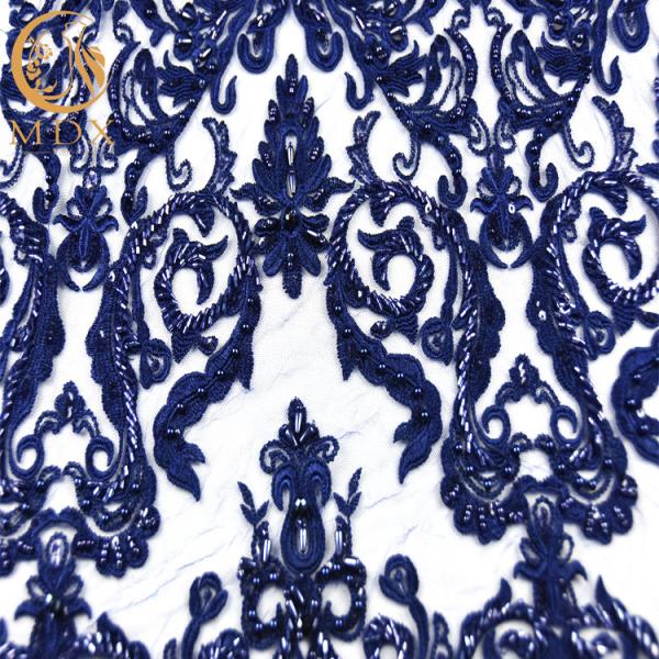 Buy cheap Fashion Tulle Beaded Embroidered Lace Fabric Polyester Handmade from wholesalers