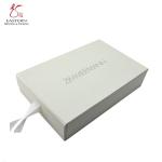Ribbon Decoration White Paperboard Box With Hinged Lid For Clothing
