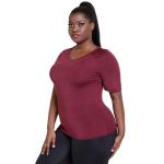 Custom LOGO Women'S Plus Size Yoga Wear ODM Burgundy Dri Fit Shirt