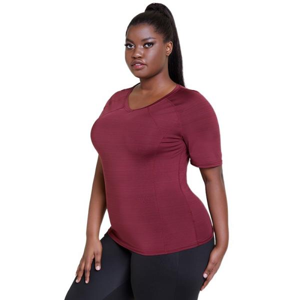 Buy cheap Custom LOGO Women'S Plus Size Yoga Wear ODM Burgundy Dri Fit Shirt from wholesalers