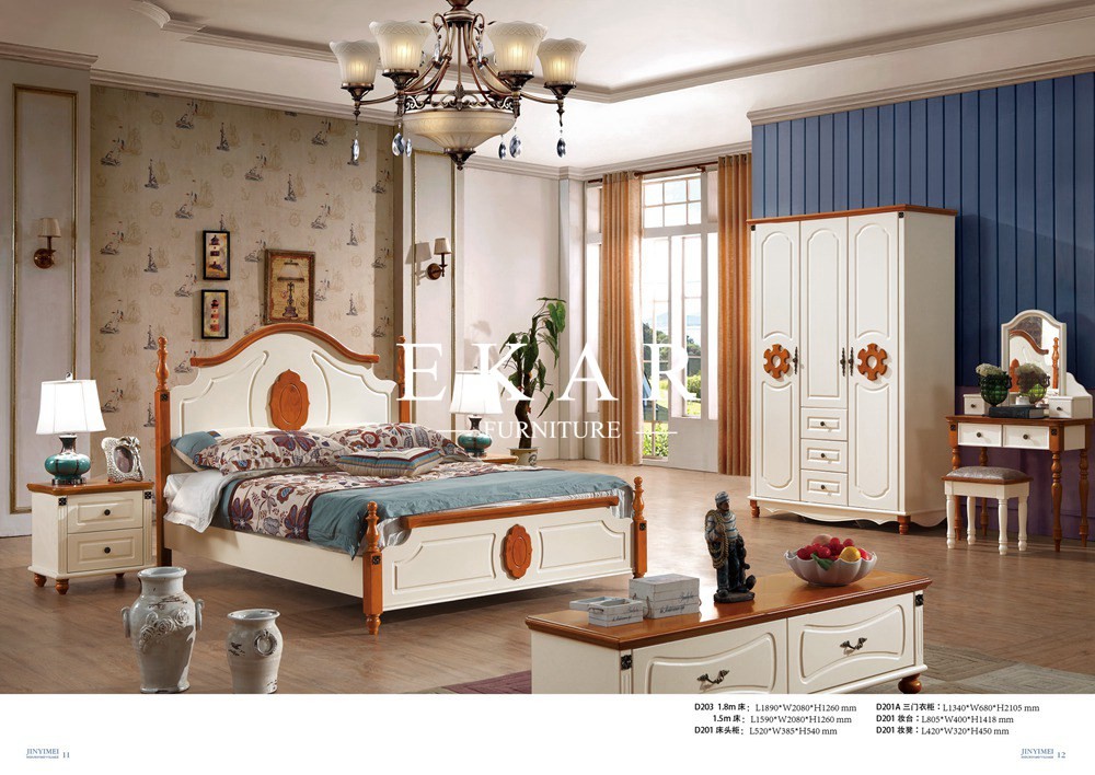 Countryside Style King Size Double Wooden Bed
