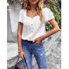 Buy cheap 2023 Summer Manufacturer Wholesale Square Neck Solid Color Shirt White Women Chiffon High-Quality Shirt from wholesalers
