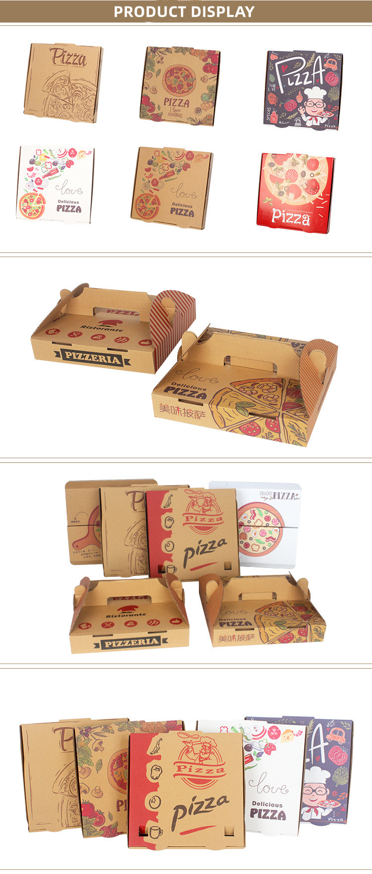 Sustainable Cardboard Foldable Pizza Corrugated Box Food Package OEM