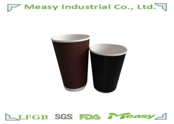 Buy cheap 16OZ / 12oz Ripple Paper Cups Insulated Corrugated Paper Brown Black Printed from wholesalers