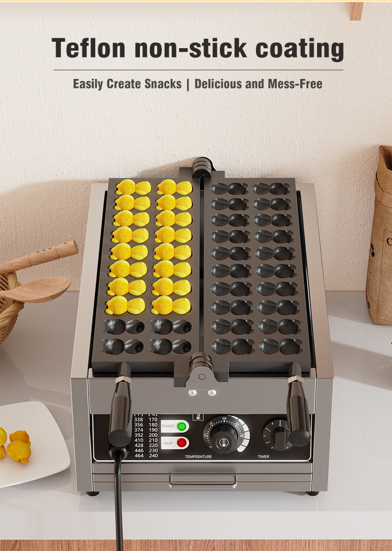 Animal Shaped Snacks Waffle Maker with Non-stick Coated Plate and Adjustable Power 3000W
