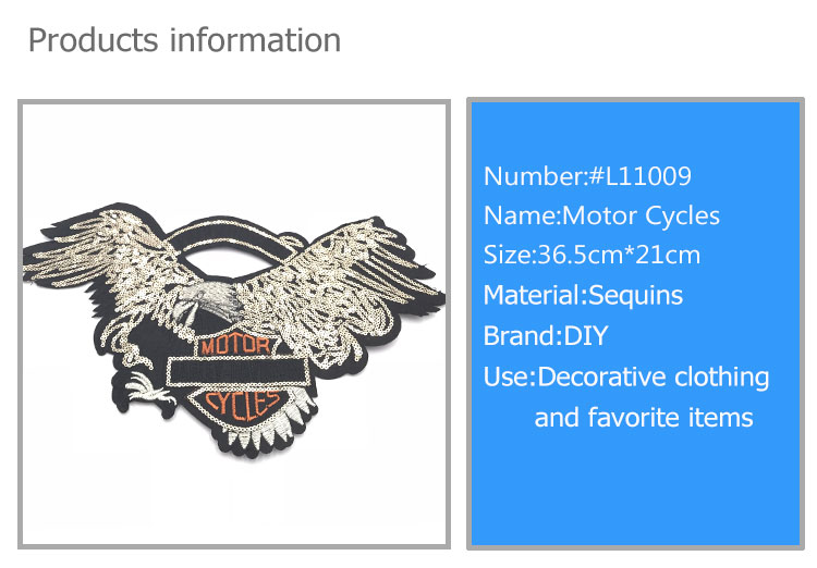 Personalized Sequined Embroidered Eagle Patches Cartoons Image For Clothing
