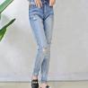 Buy cheap High Waisted Ripped Skinny Jeans For Female , Slim Fit Denim Pants OEM Service from wholesalers