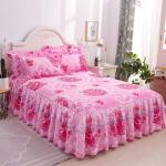 Multifunctional Double Lace Bed Sheets with Bed Skirt and Pillow Case 100%
