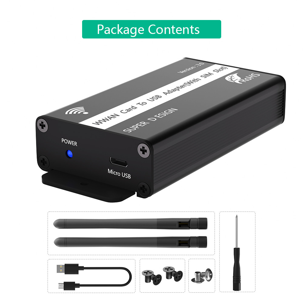 Mini PCI-E To Micro USB Adapter With SIM Card Slot For 3G / 4G / WWAN / LTE Module