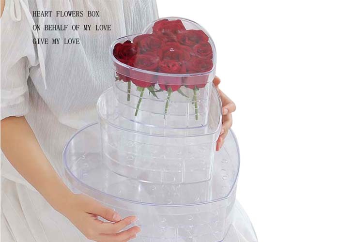Waterproof Acrylic Heart Box , 9 18 36 Holes Clear Acrylic Favor Boxes