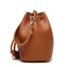 Buy cheap Crossbody Brown Macrame PU Leather Drawstring Bucket Bag from wholesalers