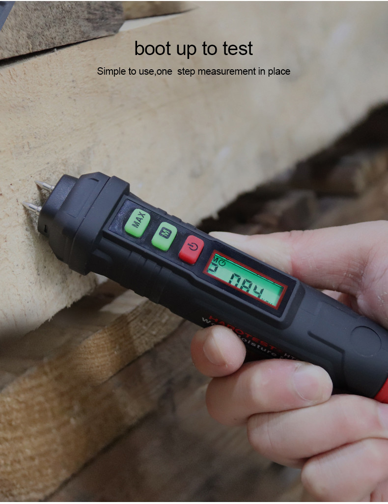 HT65 Digital Wood Moisture Meter Firewood Moisture Tester Drywall Moisture Detector Professional Moisture Content Meter