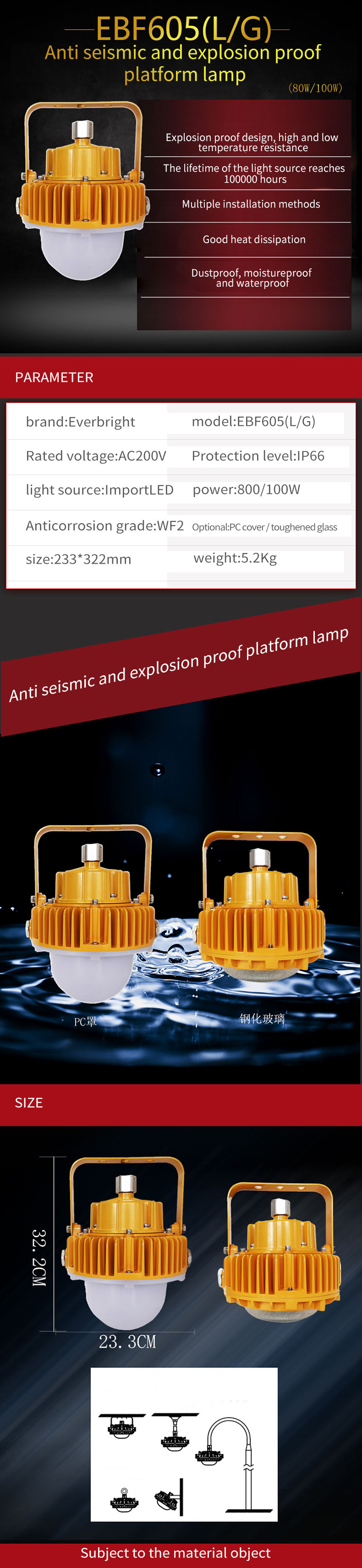 Outdoor IP66 Explosion Proof Led Light Fixtures Ring Installation