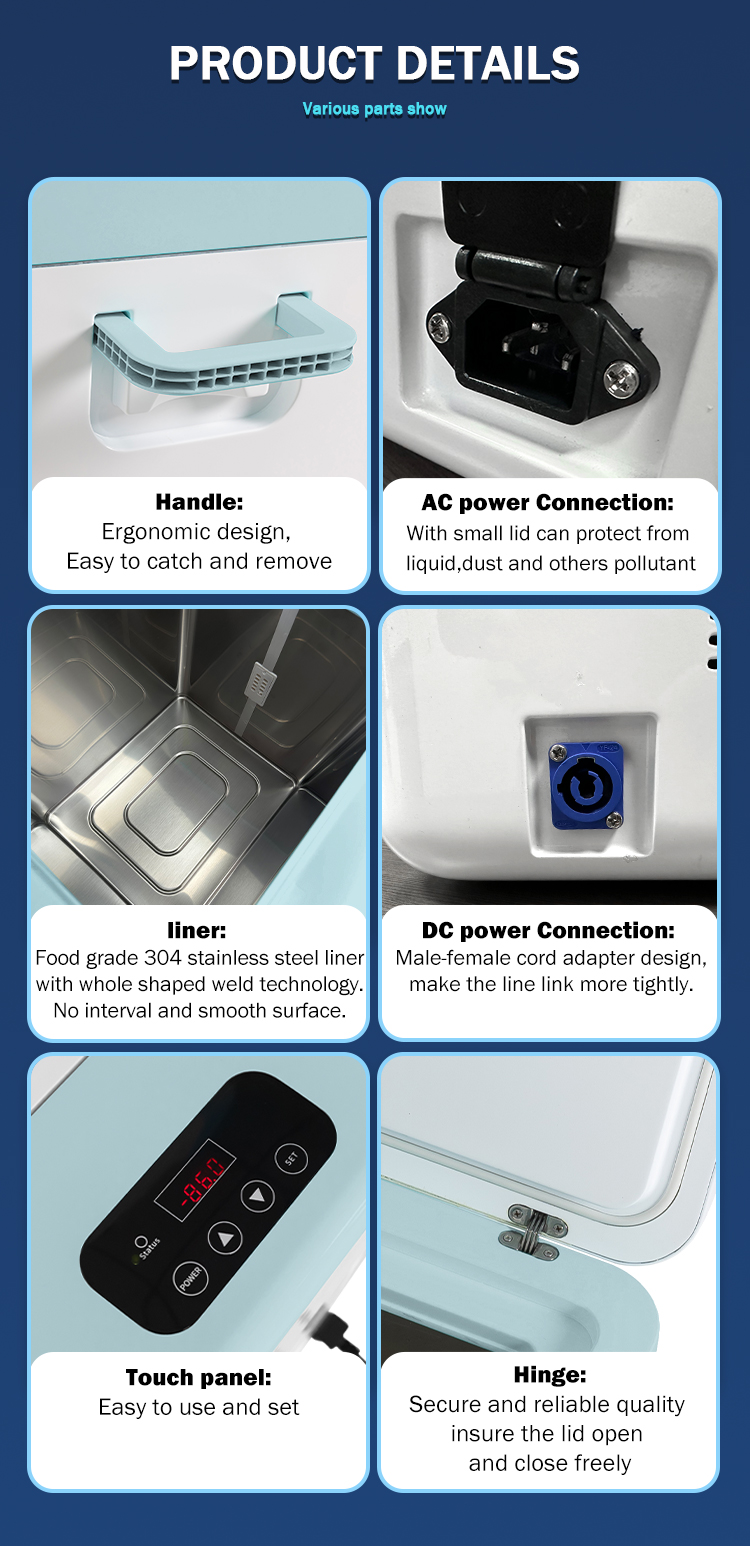12V/24V/110V-240V Voltage Deep Freezer Car Portable Refrigerator For Transport Vaccine