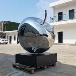 Weather-Resistant Stainless Steel Mirror Apple Sculpture Outdoor Garden Art
