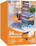 12 PACK VACUUM STORAGE BAGS (3 X JUMBO, 3 X LARGE, 3 X MEDIUM, 3 X SMALL), SPACE