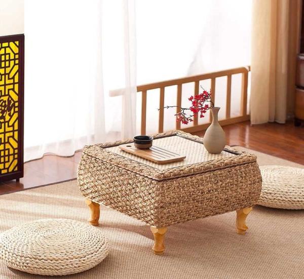 The cane makes up tatami tea table window table of the sitting room windows