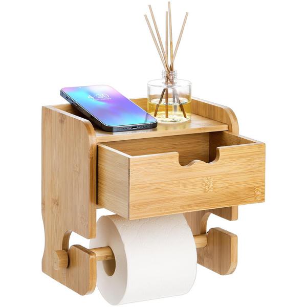 Buy cheap Custom Bathroom Storage Rack Wall Mounted Bamboo Toilet Paper Holder from wholesalers