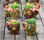 Resin garden gnome elf figurine flower pot garden decoration