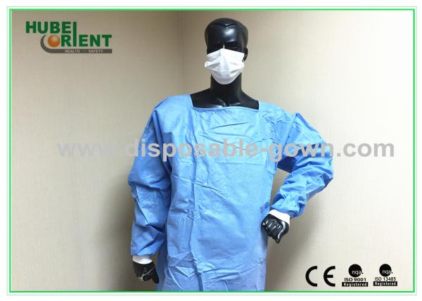 Blood Proof Blue Disposable Dental Gowns/Tyvek Protective Clothing with knitted
