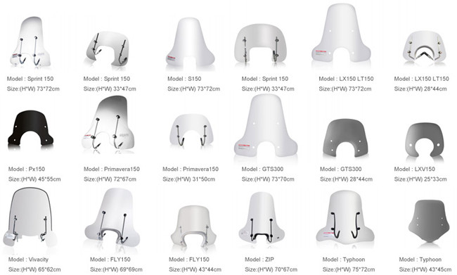 Scooter Aftermarket Motorcycle Accessories Windshield Air Flow Wind Deflector For Vespa GTS Sprint LX S Privamera