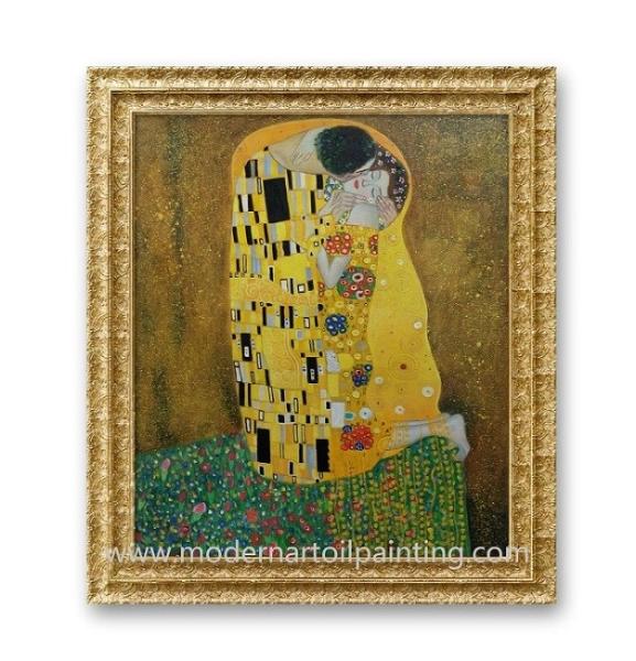 Hand Painted Reproduction Oil Paintings Canvas Kiss Oil Painting For Home