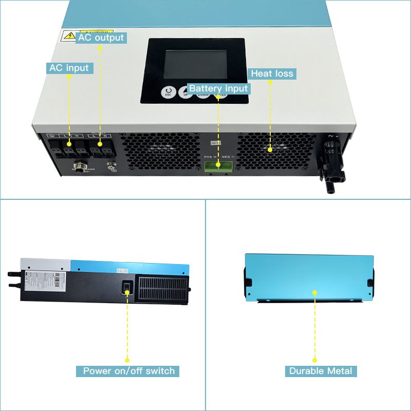 New Mppt Charger Controller Pure Sine Wave On/Off Grid Hybrid Solar Inverter W/Rgb Light Solar Power Inverter For Home