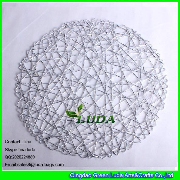 Buy cheap LUDA round paper table mat hollow golden paper straw table placemats from wholesalers