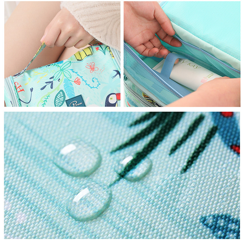 Water Resistant Polyester Hanging Travel Toiletry Bag For Girls