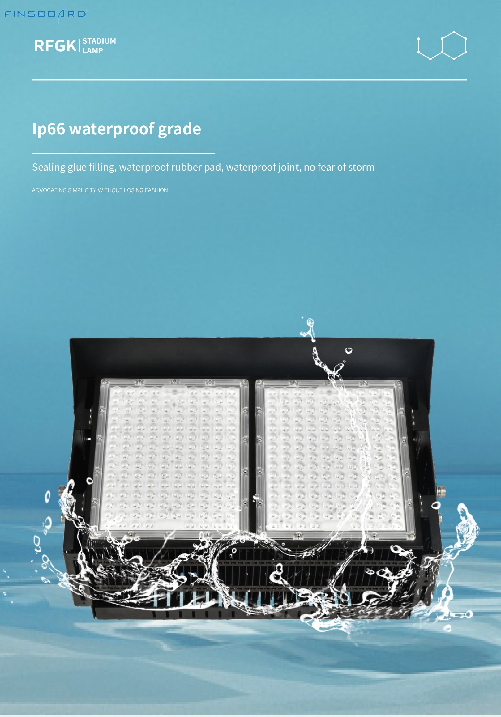 Dimmable LED Stadium Lighting 6500w 45° Lens Angle