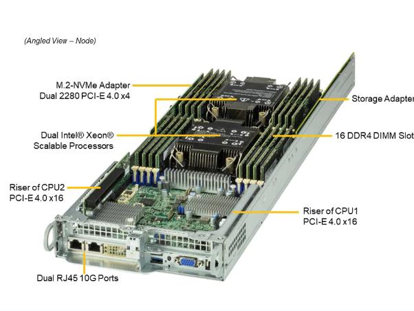 2U 2 Node BigTwin Supermicro Storage Server SYS-620BT-DNTR With 6 3.5" NVMe/SATA Bays Per Node