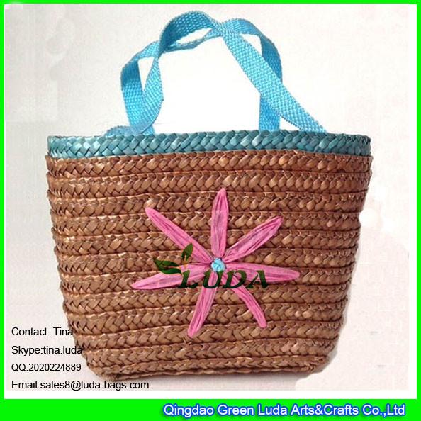 Buy cheap LUDA embroidery flower straw purses brown small wheat straw bags from wholesalers