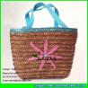 Buy cheap LUDA embroidery flower straw purses brown small wheat straw bags from wholesalers