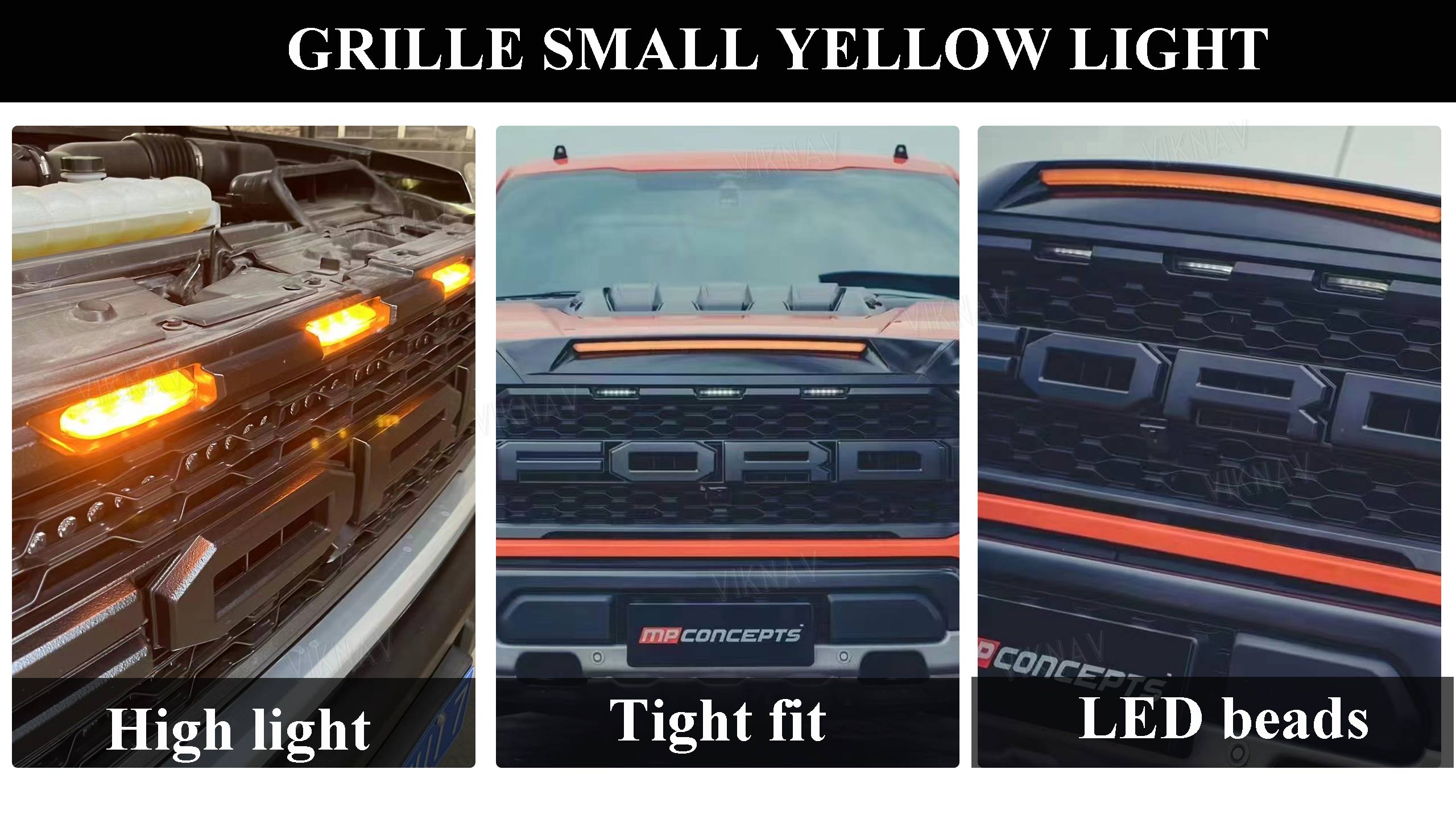 VIiknav for 22-23 Raptor Ford F150 grille lights LED grille decorative lights, daytime running light