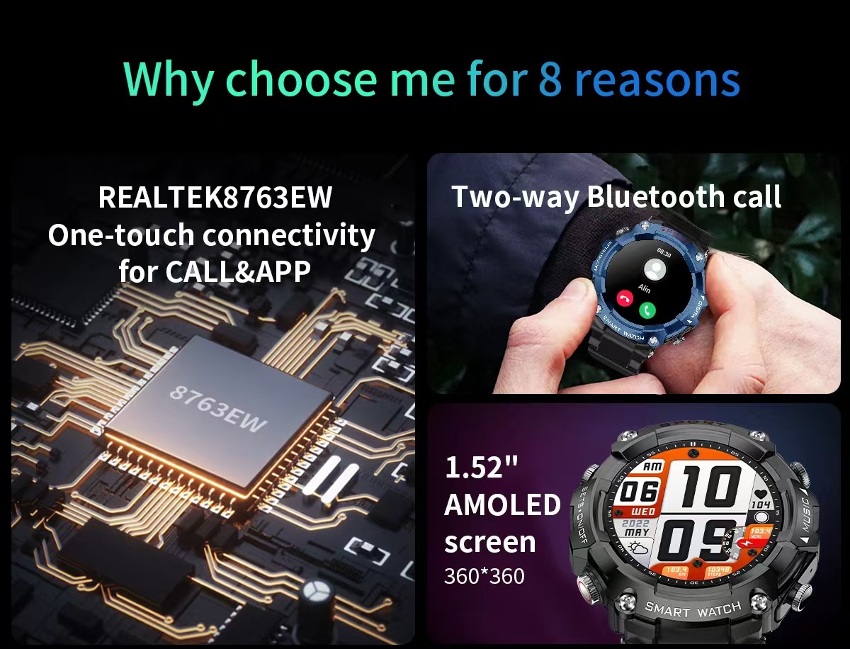 T96 Smart Watch With Headphone BT Call Music Player Sleep Monitor Blood Pressure