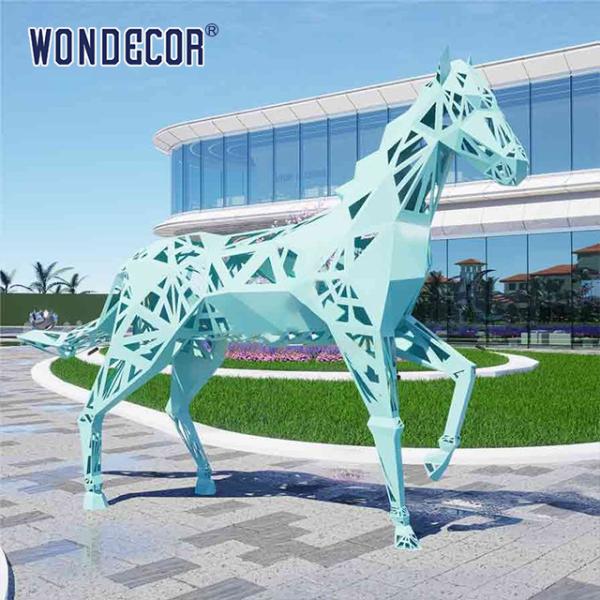 Buy cheap Large outdoor metal forging geometric animal hollow horse stainless steel sculpture from wholesalers