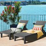 Outdoor Furniture Sun Bed for Swimming Pool Plastic Stackable Chaise Lounge