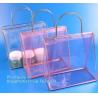 Buy cheap pvc packaging shopping handle bag with button, promotional clear tote pvc handle shopping bag pvc tote bag, die cut hand from wholesalers