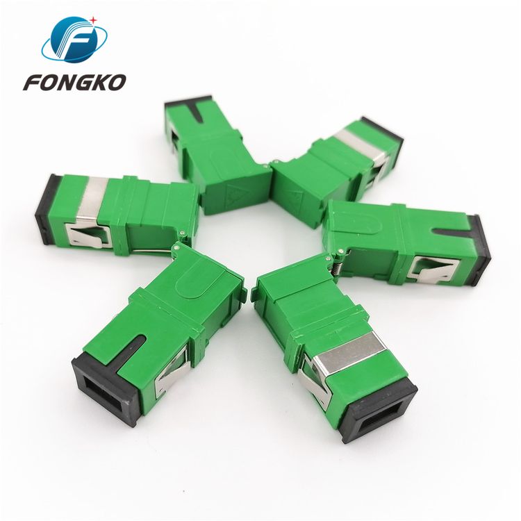 Green Shell Sc/apc Simplex Adapter Fiber Optic Adapter With Auto Shutter