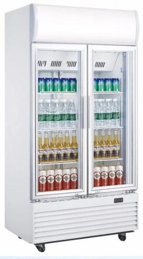 Buy cheap 410L upright double door frost free fan cooling display beverage cooler/glass door chiller/beverage showcase from wholesalers