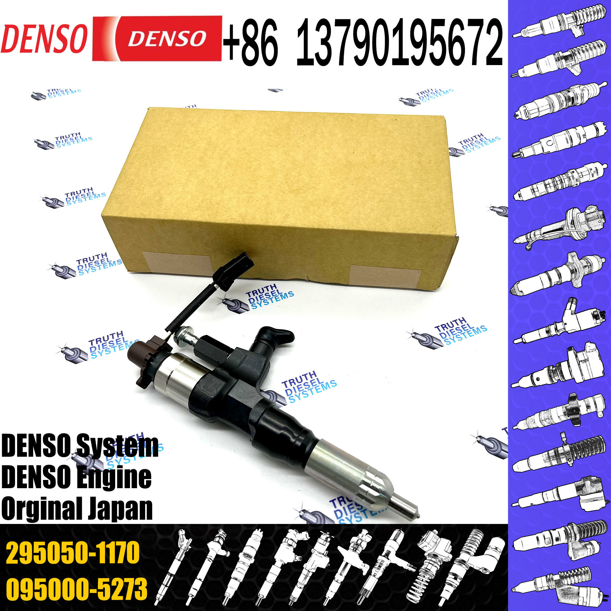 Diesel engine common rail fuel injector 295050-1170 095000-6750 095000-6753 23670-E0030 23670-E0031 for hino