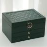 Buy cheap Luxury Green Pu Square Jewelry Cases With Two Drawers For Jewelry Set Gift from wholesalers