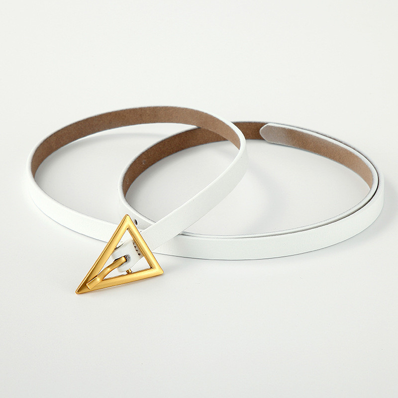 Zinc Alloy Buckle Leather Belt Slim Triangle 130cm Ladies Multicolor