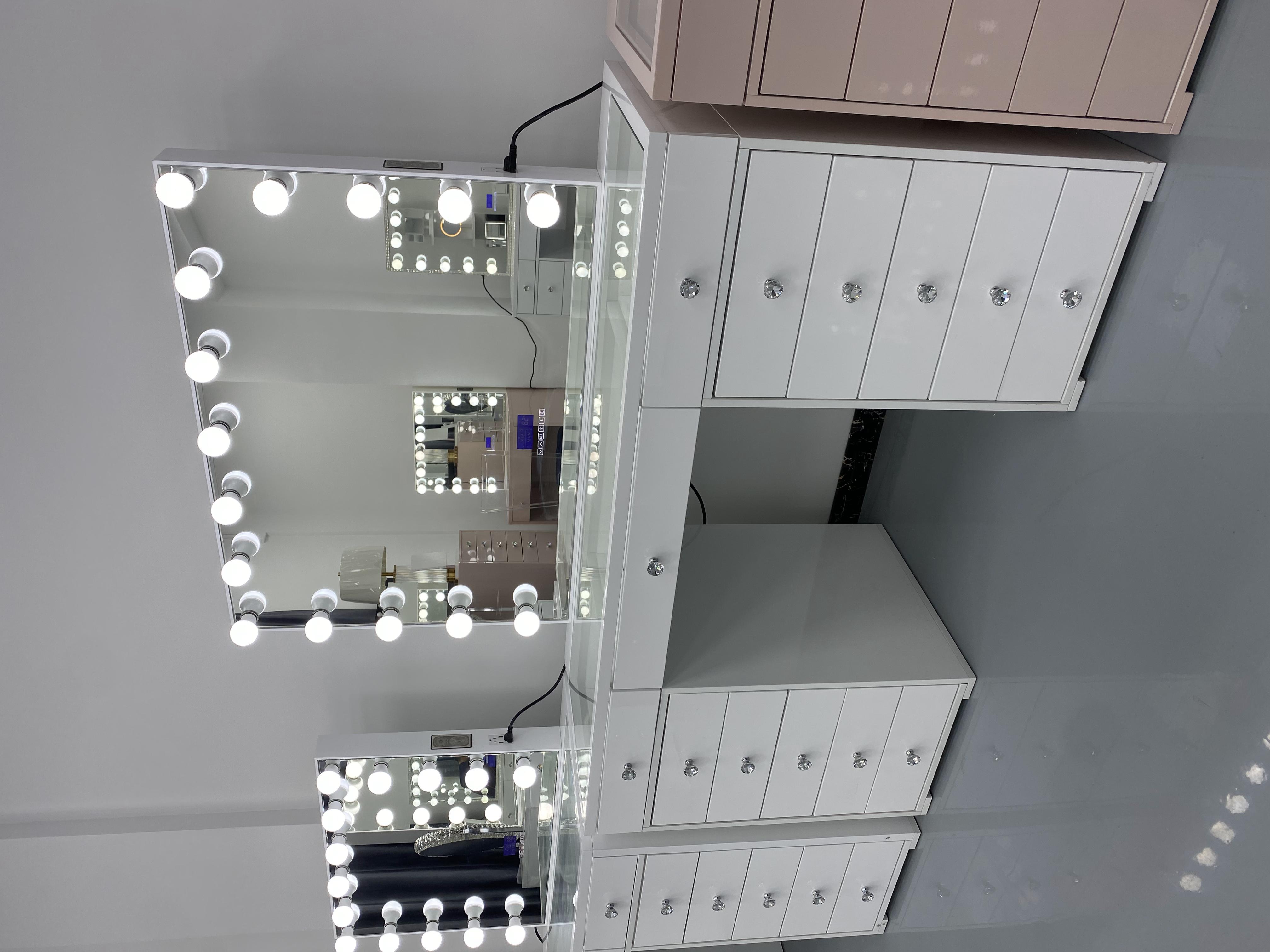 Y Packing Modern Dressing Table With Light Mirror Bedroom Vanity Dresser Makeup Desktop Led Mirrors Set Drawers Dressers